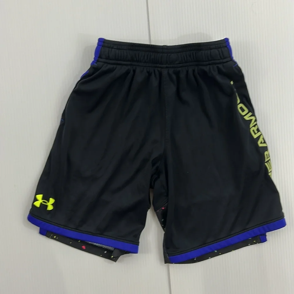 487.‎ Under Armour Kids Black and Purple Athletic Shorts (YSM)